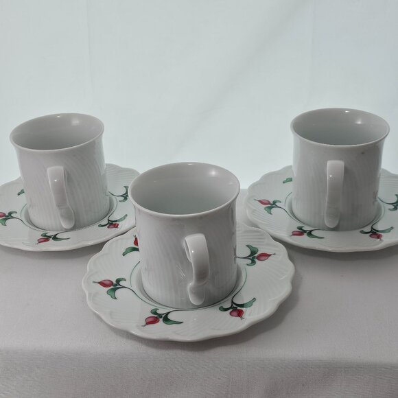 Dansk Rosebud Cup Saucer 3-1/4" floral 8oz romantic elegance tea coffee sets (3) - Picture 6 of 10